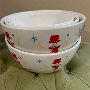 Set of 4 Christmas Snowman/Snowflake bowls